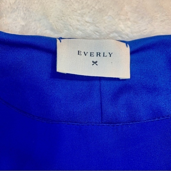 Everly Tunic Dress Small Royal Blue Mini Lined 3/4 Length Sleeves FoldUp Buttons - Picture 12 of 16